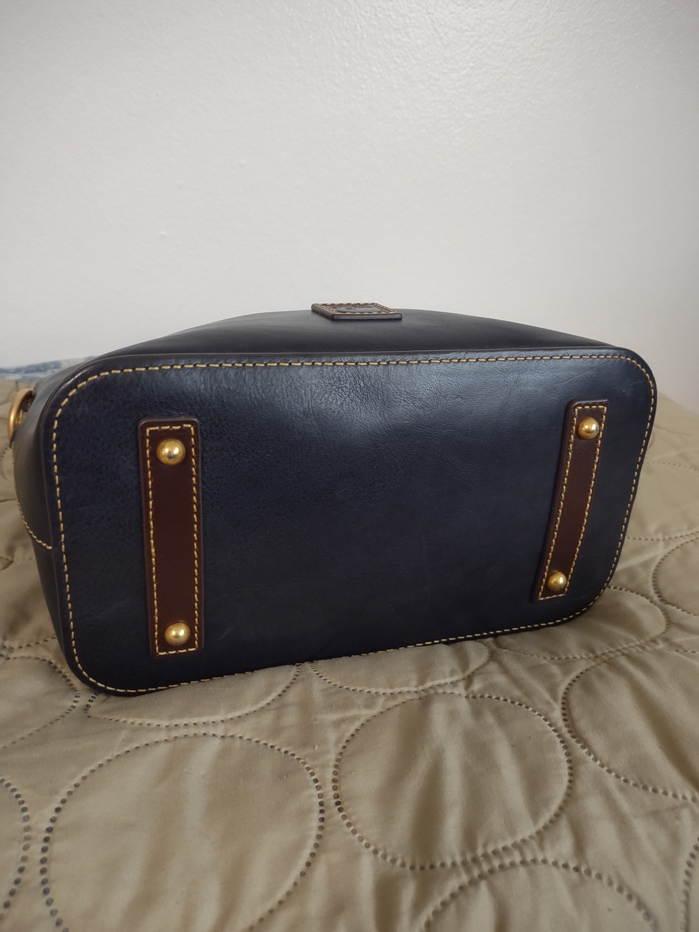 Dooney & Bourke Small Heidi Satchel Navy Leather Braided Handle Zip Tote - Picture 5 of 8
